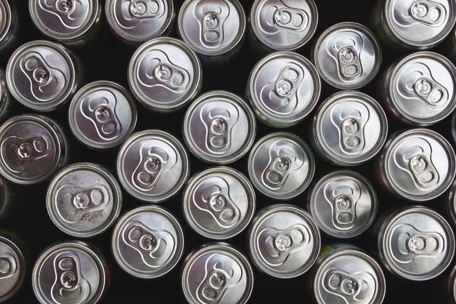 Drink cans seen from above